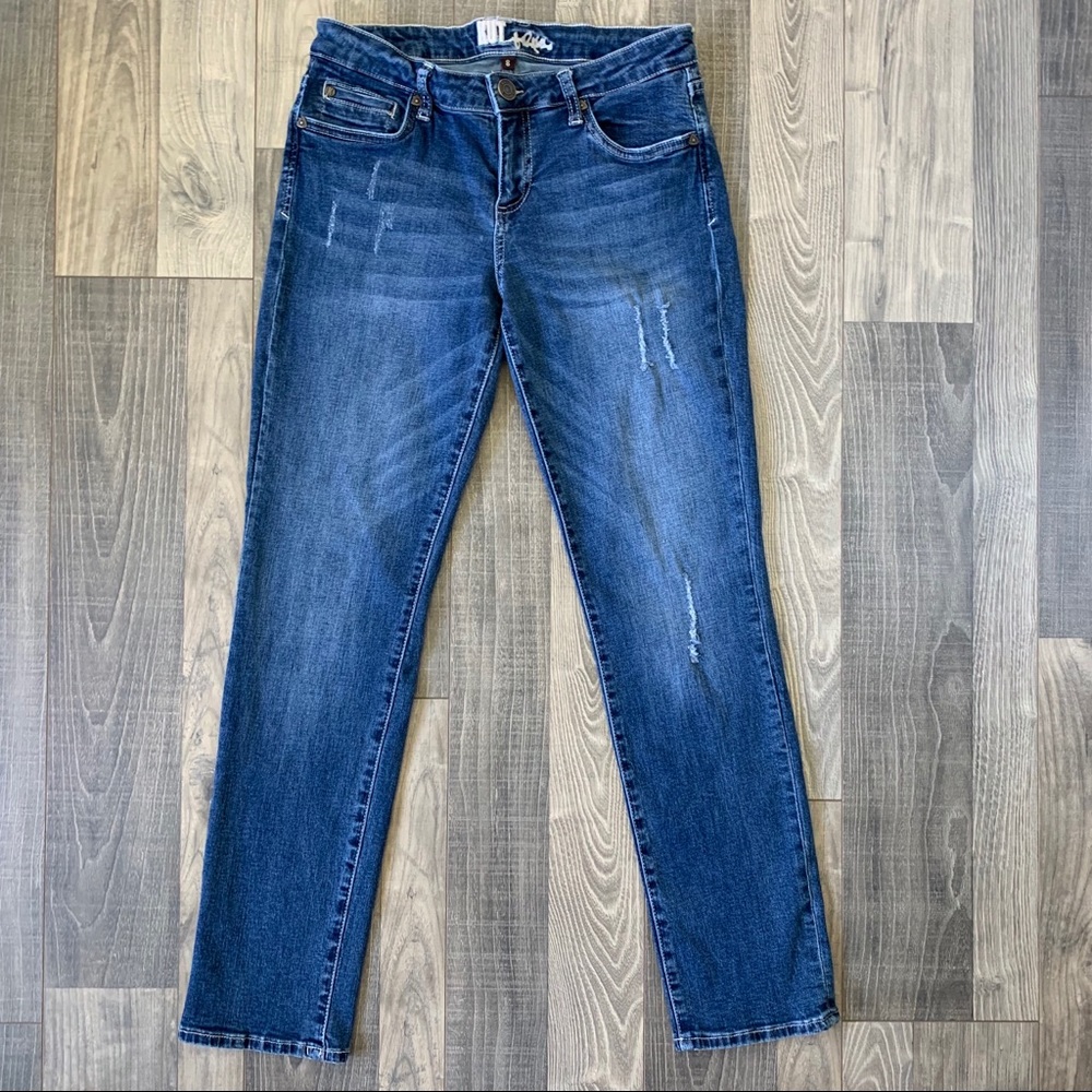 Kut from the Kloth Slim Straight Distressed Blue Jeans